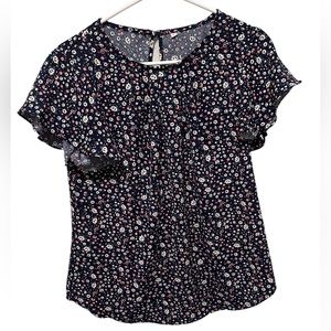 Blue floral lightweight blouse shirt small